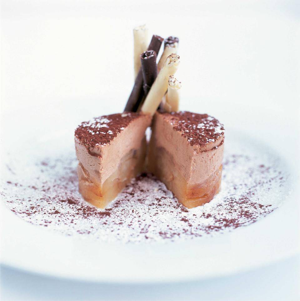 Spiced Chocolate Mousse with Caramelised Pears. Photo: Courtesy of Le Gavroche
