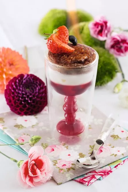 PAIN AU CHOCOLAT AND BUTTER PUDDING WITH BERRIES JELLY - BY DAVID GIRARD